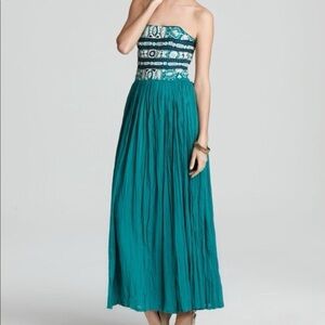 French Connection Teal Strapless Maxi Dress